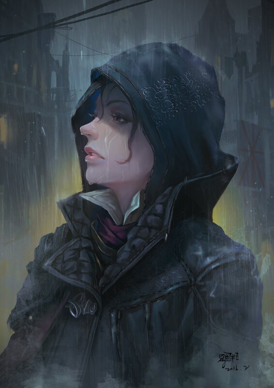 Woman in Hooded Coat — Black
