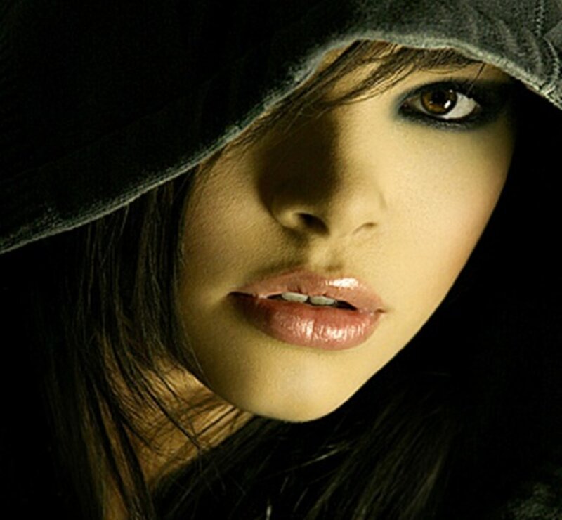 Woman in Hooded Jacket — Black, Dramatic