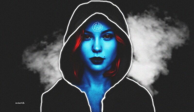 Woman in Hooded Jacket — Blue