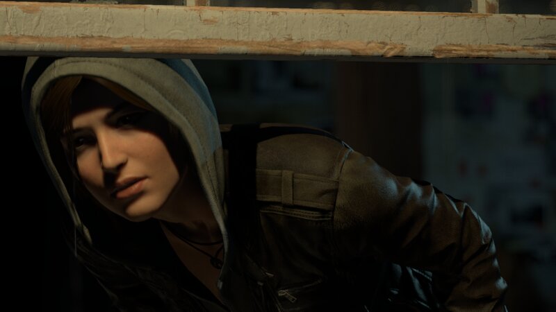 Woman in Hooded Jacket — Brown, Tense