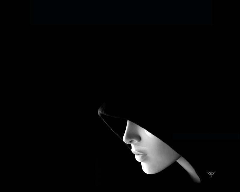 woman in hooded silhouette