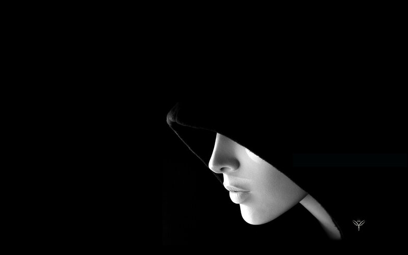 woman in hooded silhouette
