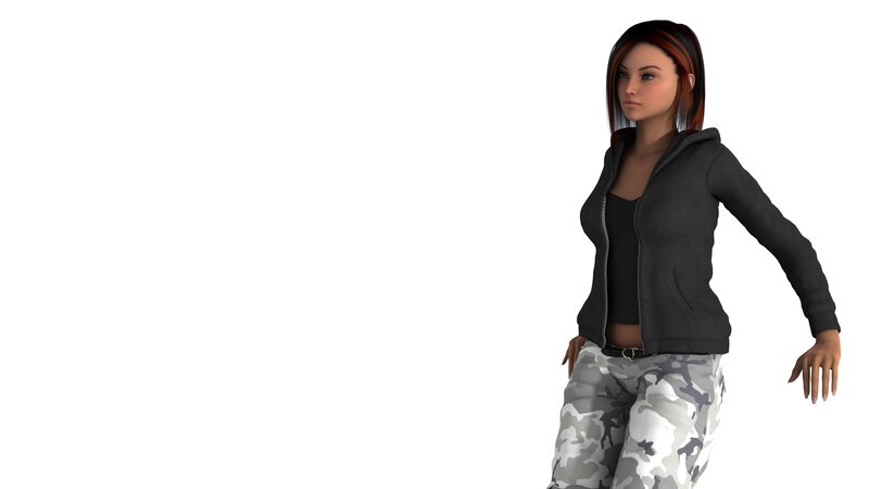 Woman in Hoodie and Camo Pants