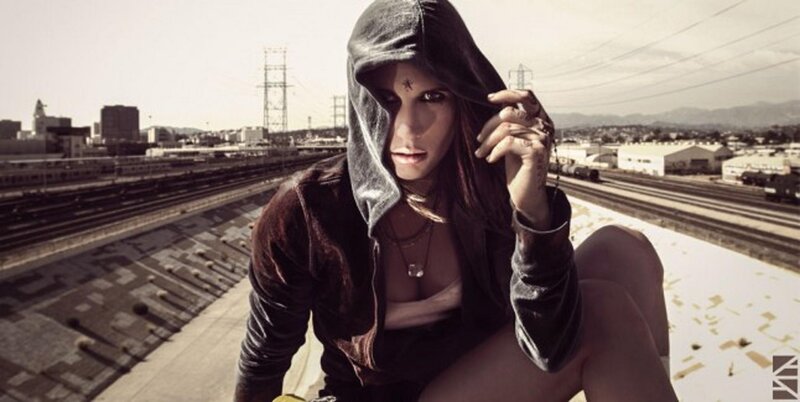 Woman in Hoodie on Rooftop