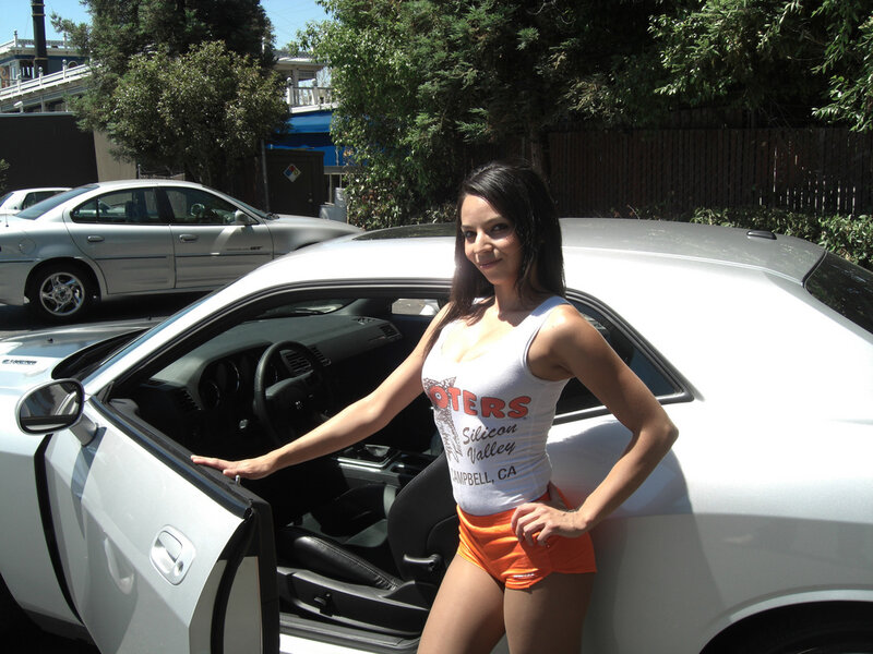 Woman in Hooters Uniform