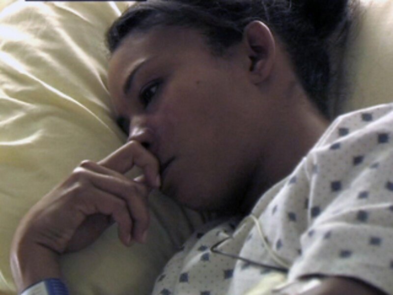 woman in hospital bed