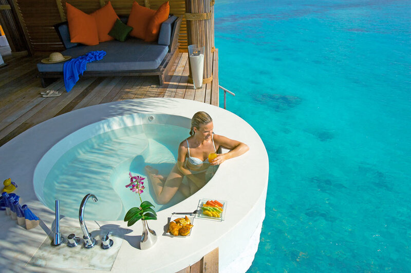 Woman in Hot Tub — Blue