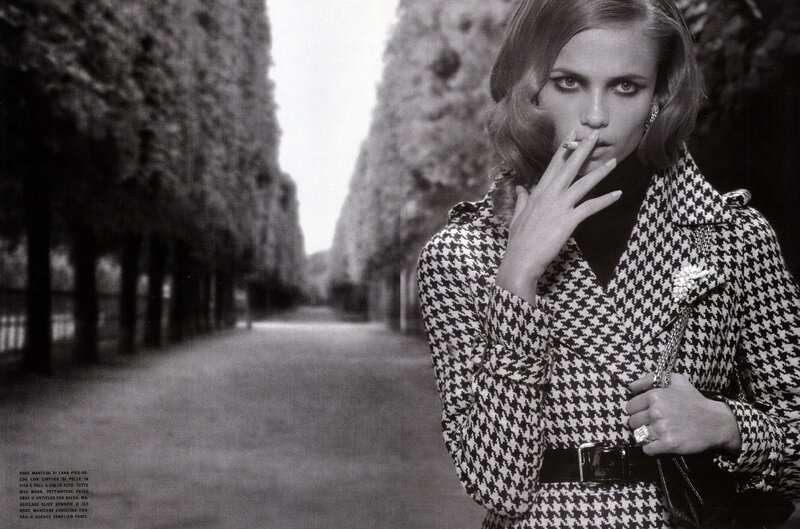 woman in houndstooth coat