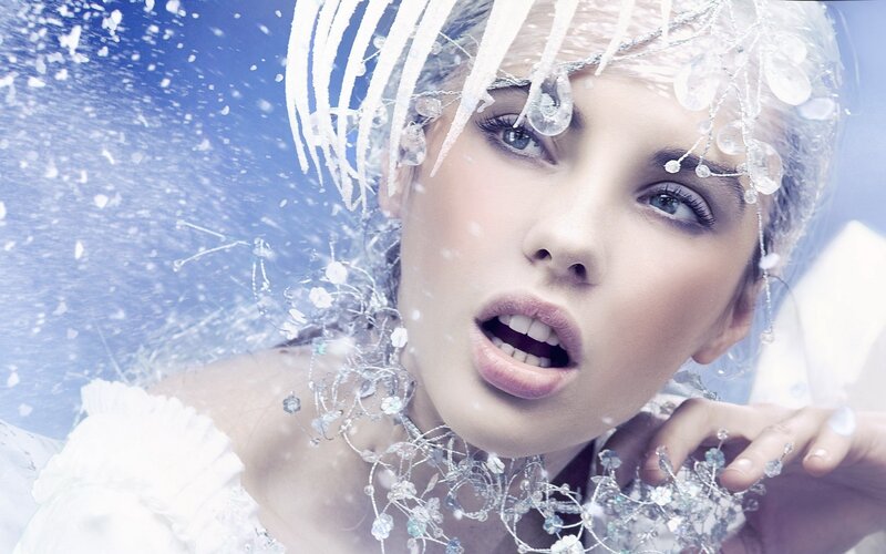 woman in icy winter fantasy