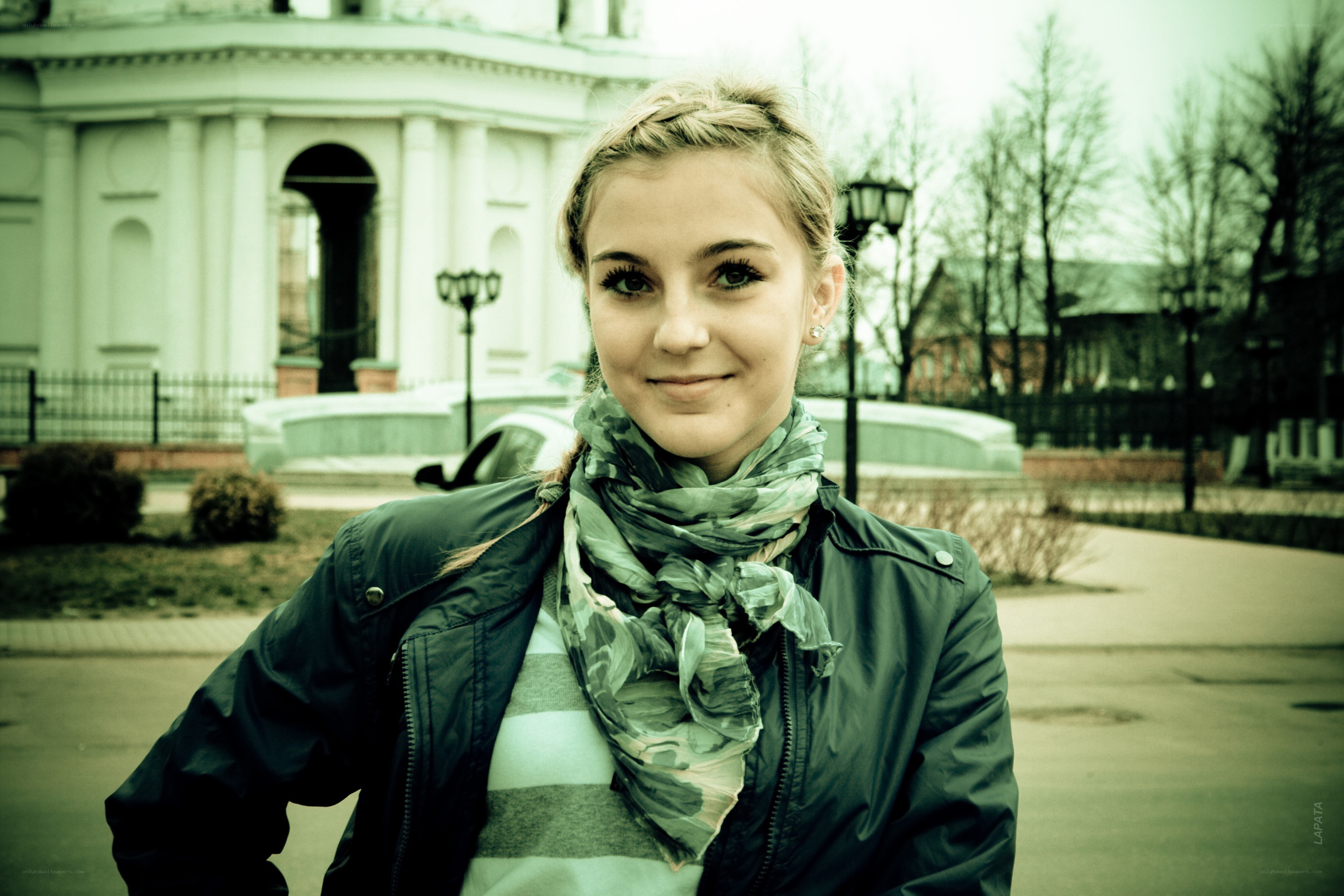 woman in jacket and scarf