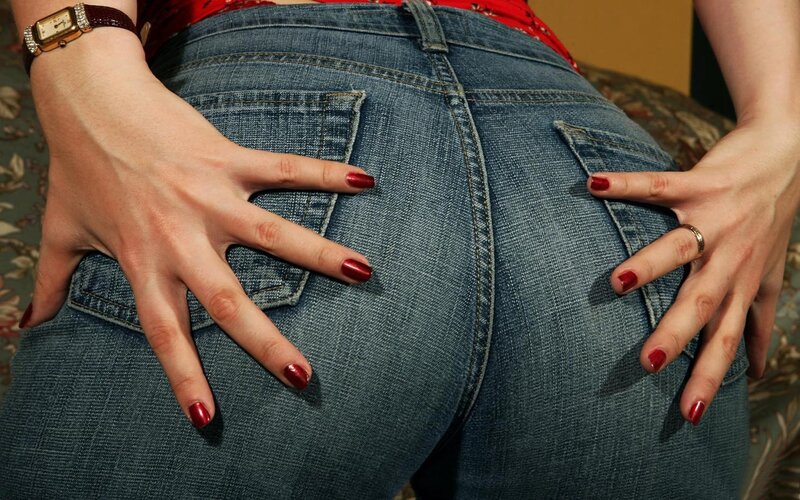 woman in jeans from behind