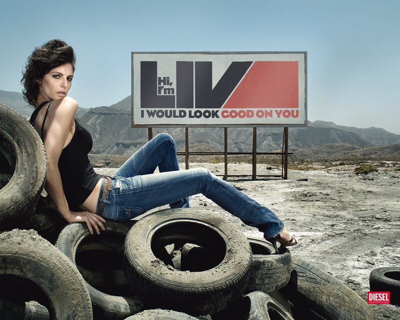Woman in jeans on tires