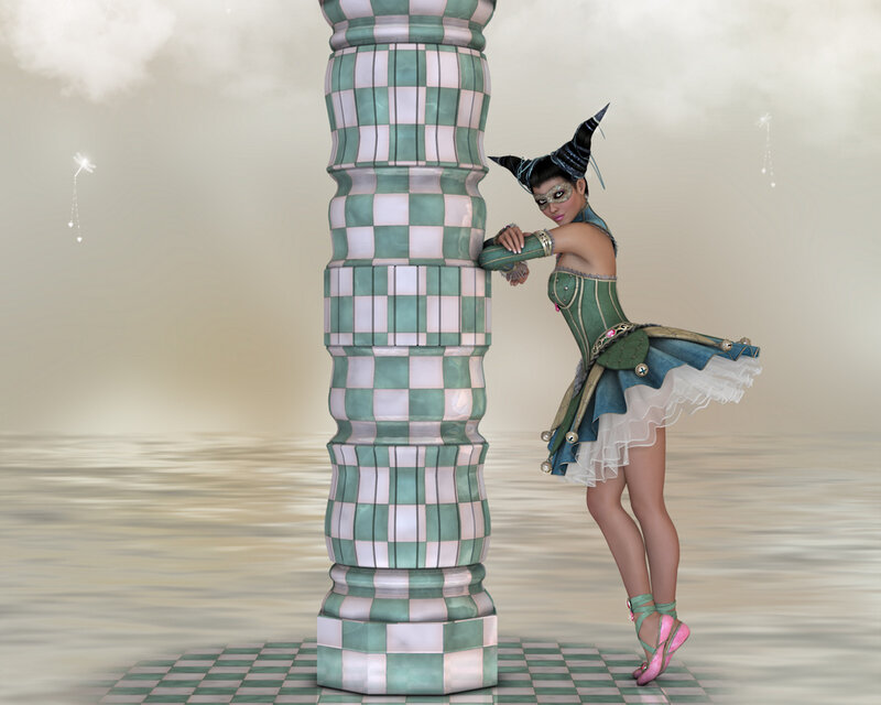 Woman in Jester Costume — Green