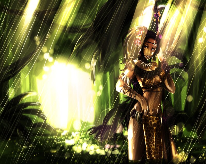 Woman in Jungle Rain