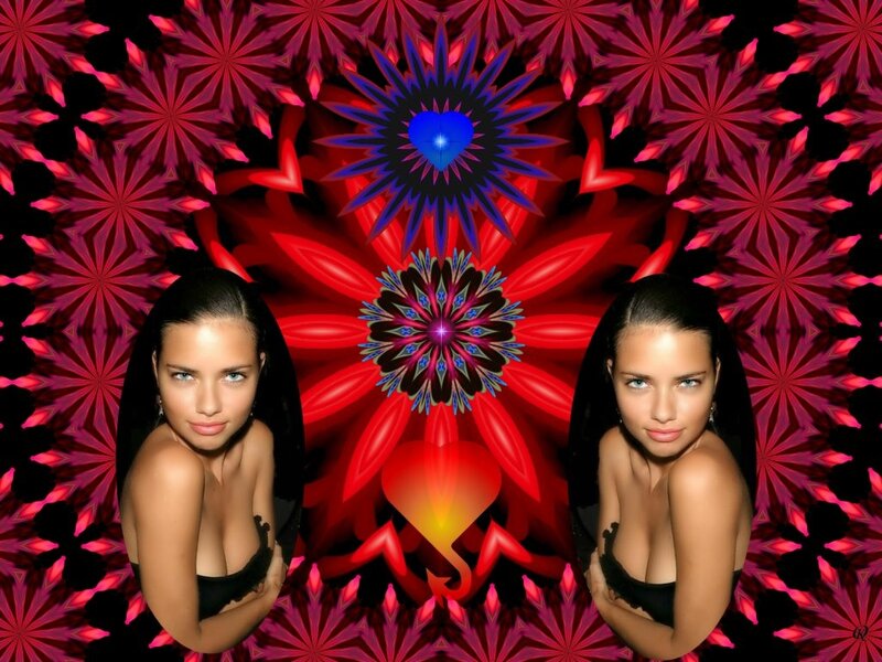 Woman in Kaleidoscopic Background