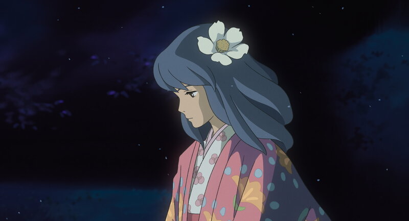 woman in kimono at night