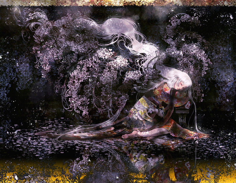 Woman in Kimono — Black, Dramatic