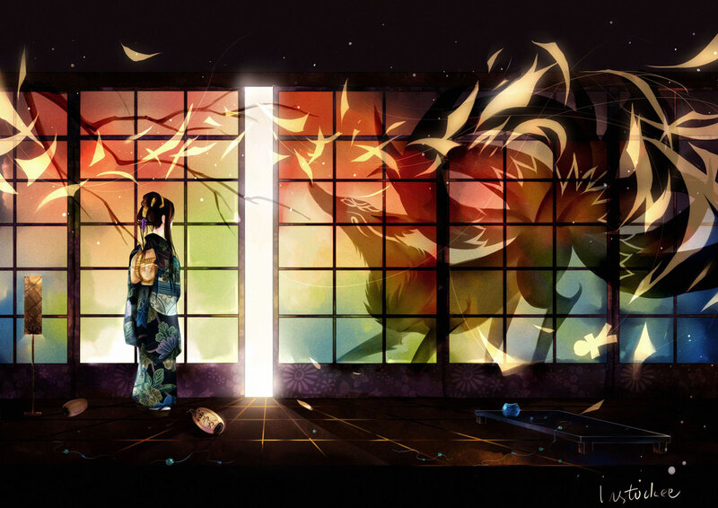 Woman in Kimono — Black