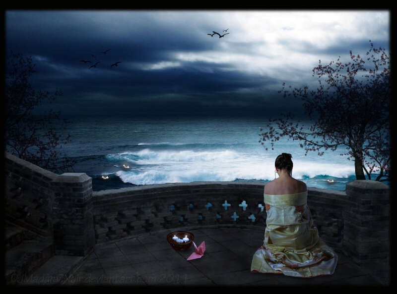 Woman in Kimono — Blue, Dramatic