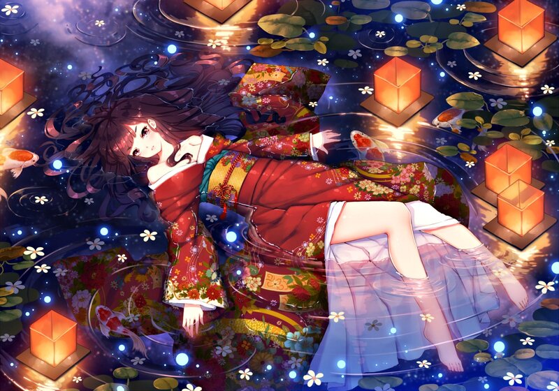 Woman in Kimono Floating