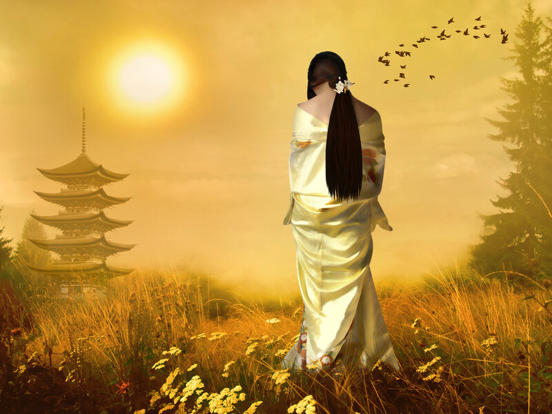 Woman in Kimono — Gold, Serene