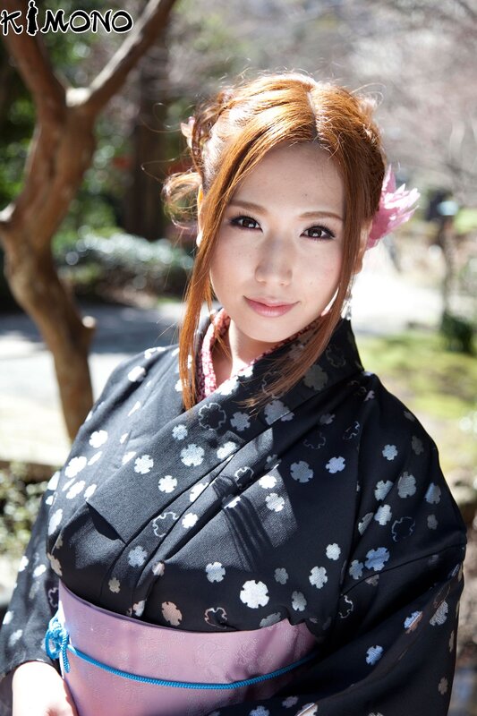 Woman in kimono outdoors