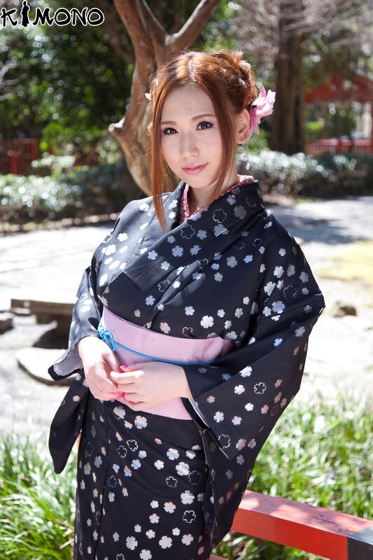 Woman in kimono outdoors