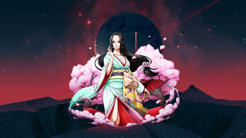 Woman in Kimono — Pink, Dramatic, Night