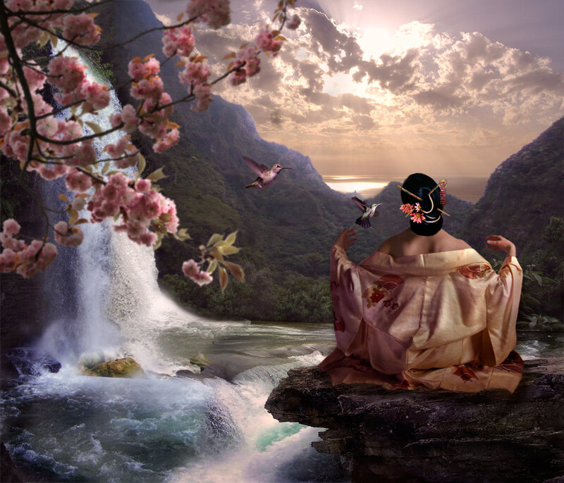 Woman in Kimono — Pink, Serene