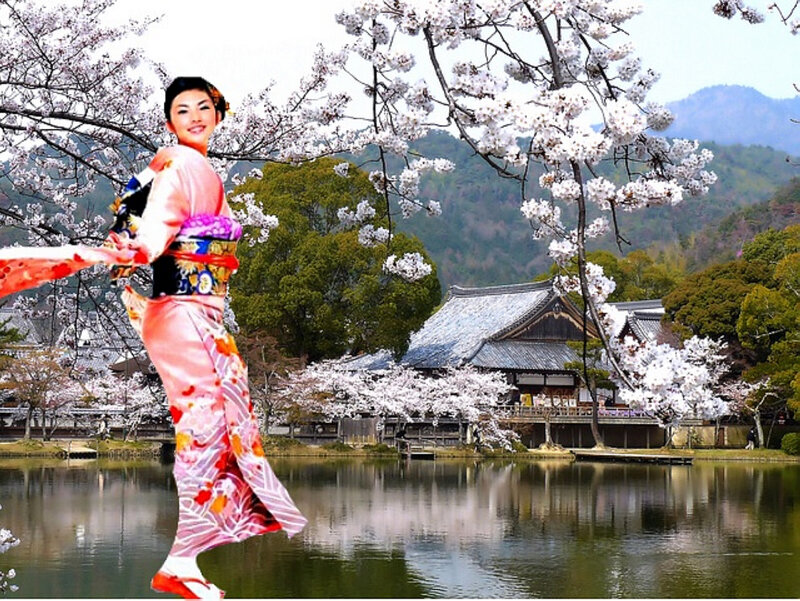 Woman in Kimono — Pink