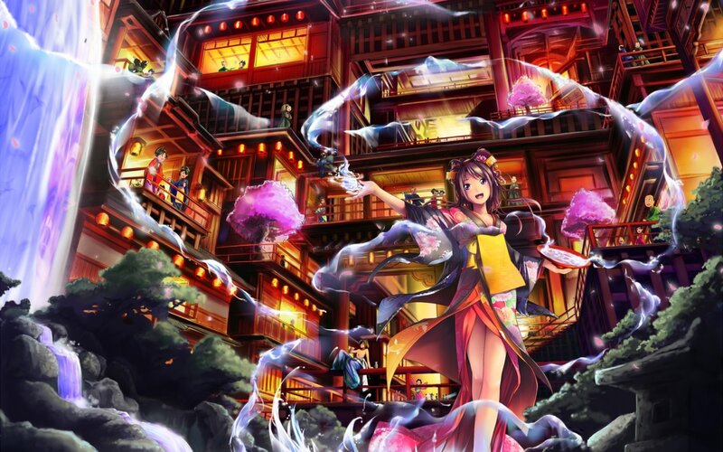 Woman in Kimono — Purple, Dramatic, Night