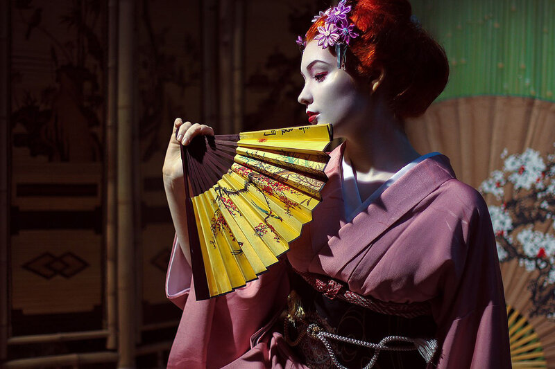 Woman in Kimono — Purple, Dramatic, Photograph