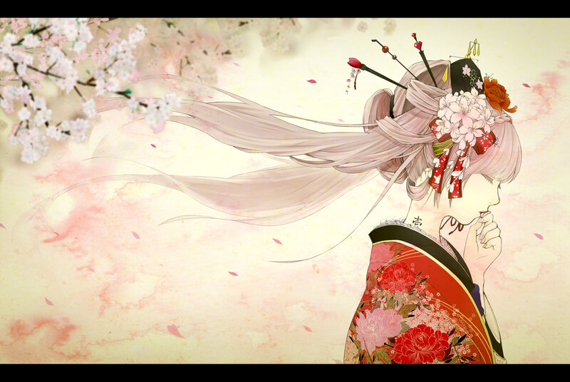 Woman in Kimono — Red, Serene