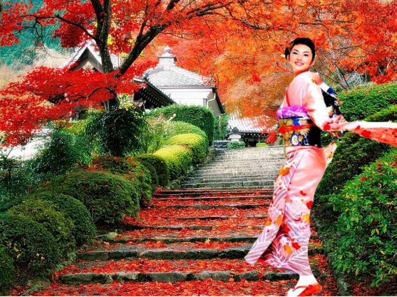 Woman in Kimono — Red