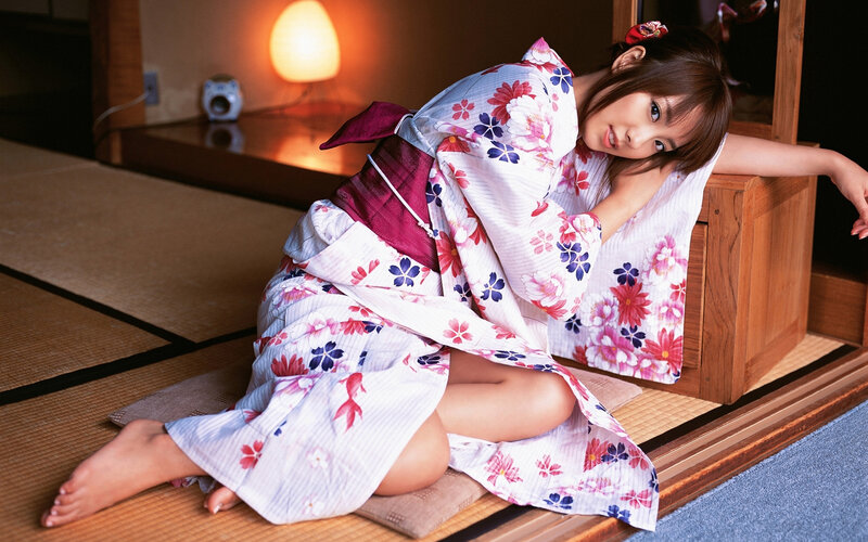 Woman in Kimono — White, Calm