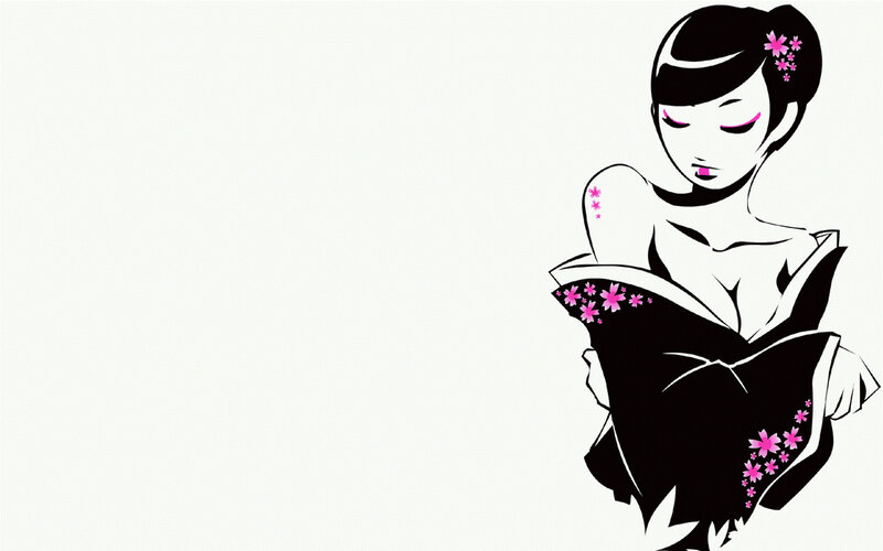 woman in kimono with flowers