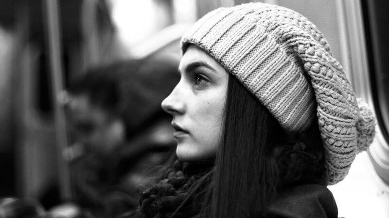 Woman in Knit Hat — Black, Contemplative