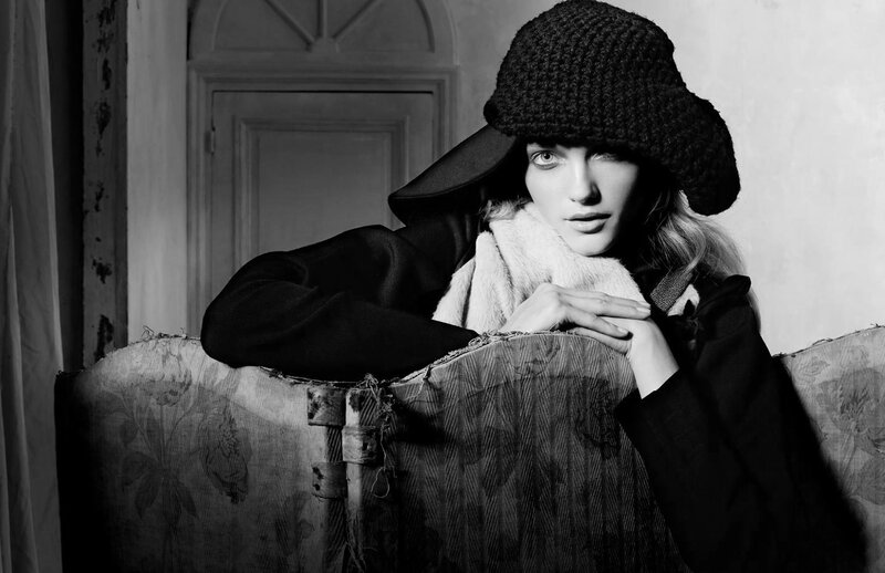 Woman in Knit Hat — Black