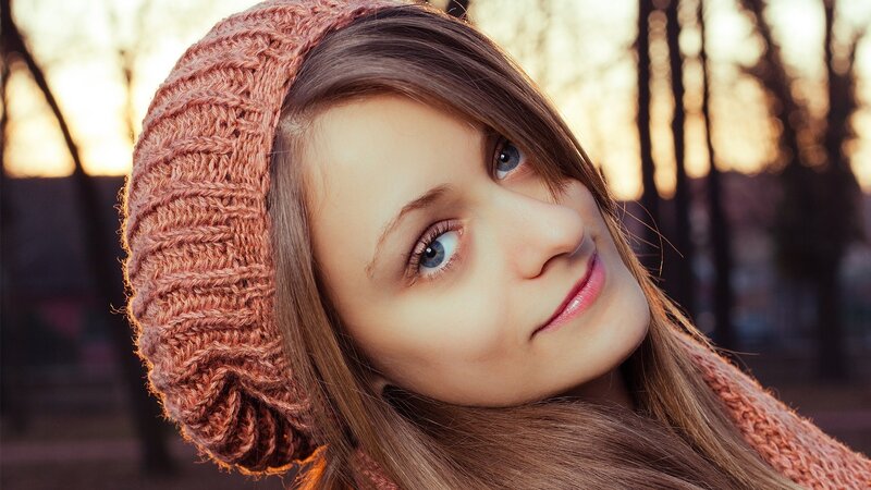 Woman in Knit Hat — Brown