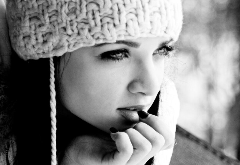 woman in knit hat portrait