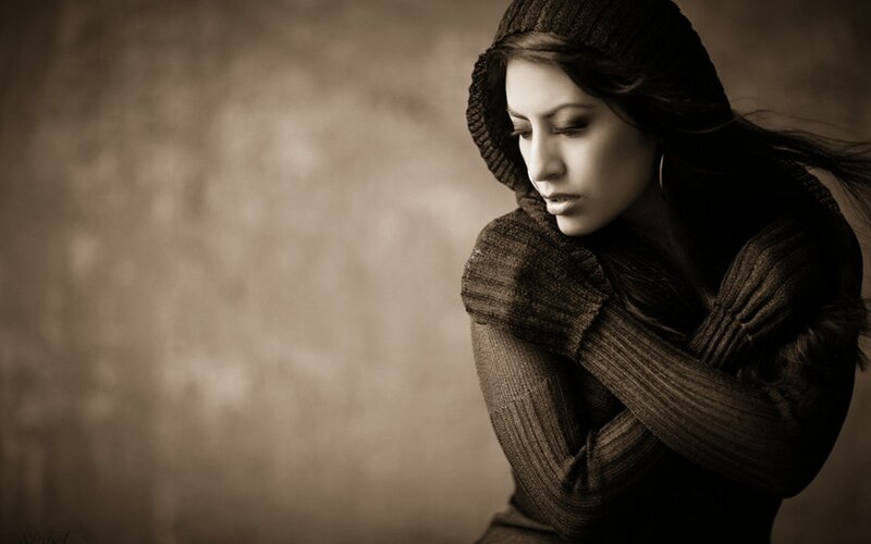 woman in knit hoodie