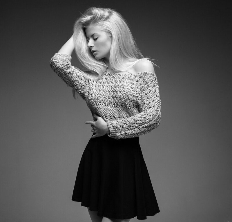 Woman in Knit Sweater — Black, Dramatic