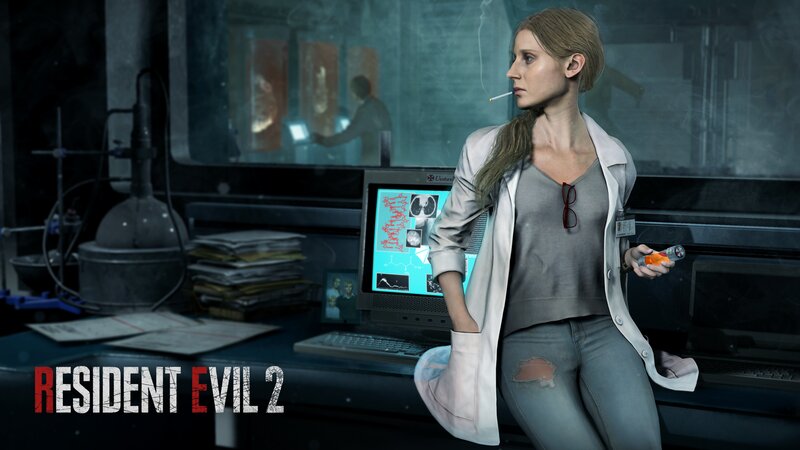 Woman in Lab Coat — Gray, Dark