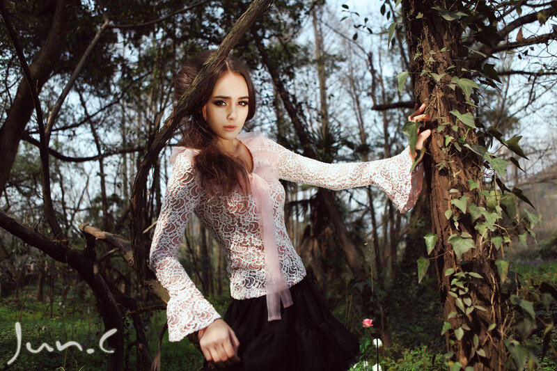 Woman in Lace Blouse — White