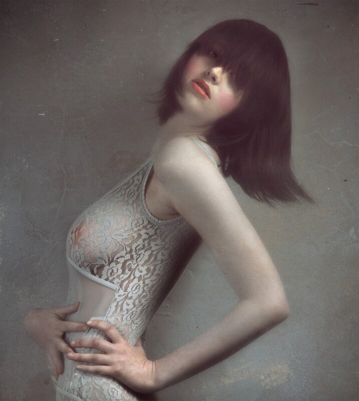 woman in lace bodysuit