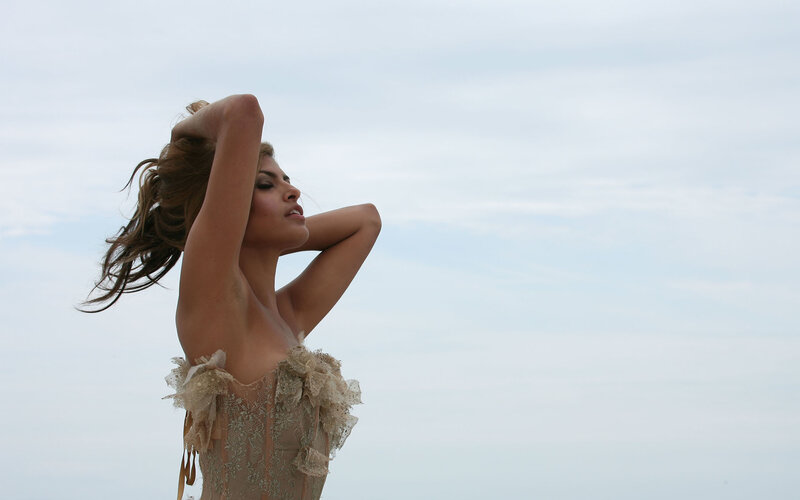 Woman in Lace Dress — Beige, Serene