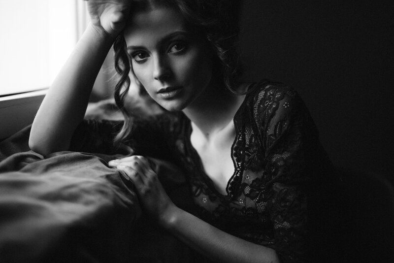 Woman in Lace Dress — Black, Dramatic, Photograph, Window