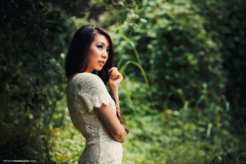 Woman in Lace Dress — Green, Serene, Afternoon, Photograph, Forest, Hair
