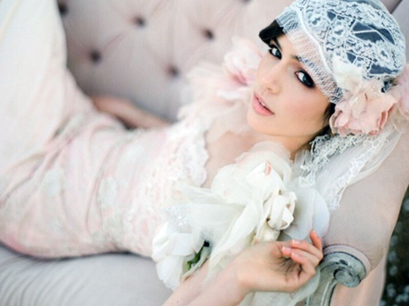 Woman in Lace Dress — Pink, Dreamy