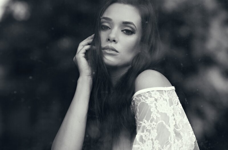 woman in lace dress portrait